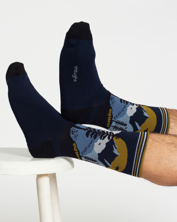 THOUGHT | coffret cadeau chaussettes homme mountain range - Green/Navy/Grey