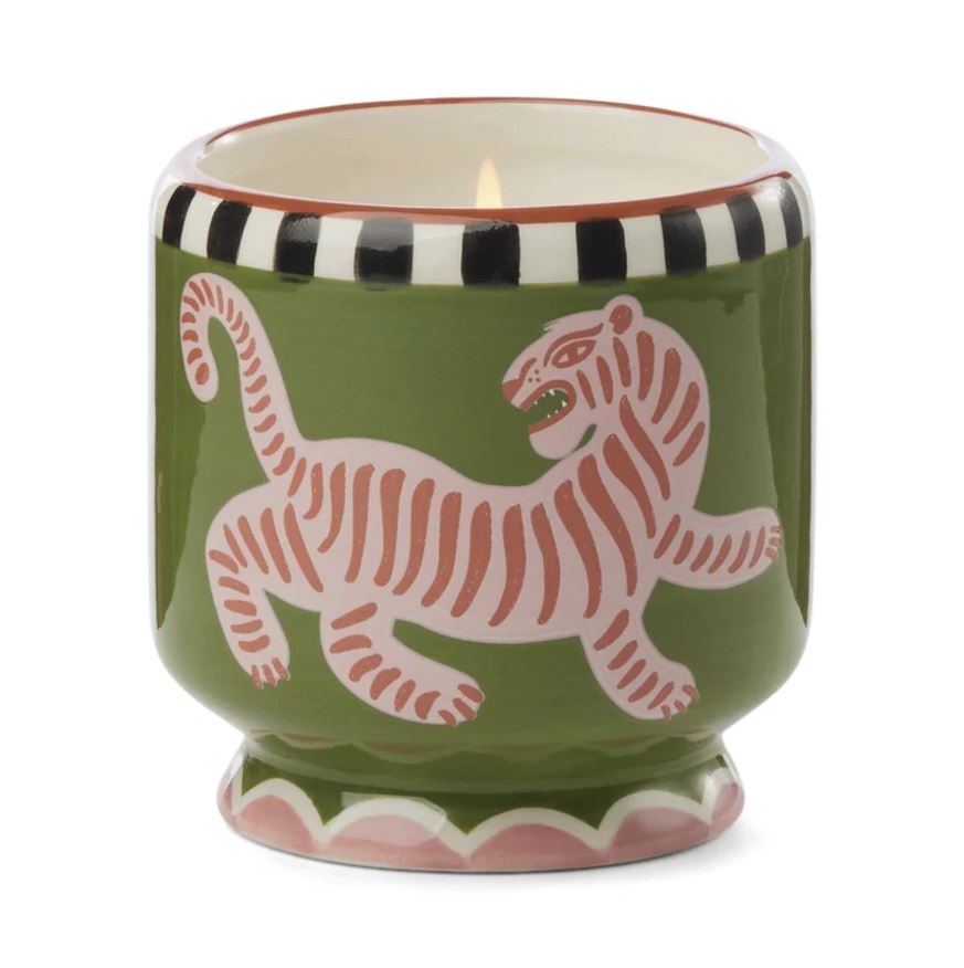 DESIGNWORKS COLLECTIVE | Adopo 8 oz./226g Tiger Ceramic Candle - Black Cedar &amp; Fig Boxed