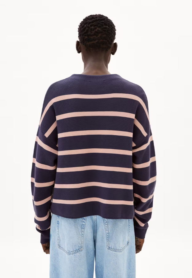 ARMEDANGELS | Pull MERINAA STRIPES - moonlight gray-rosalilly