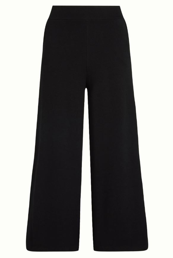 KING LOUIE | Border Palazzo Cropped Pants Milano CrepeBlack