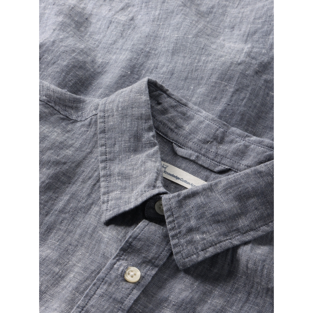 KNOWLEDGE | Chemise à manches courtes en lin - Vintage Indigo