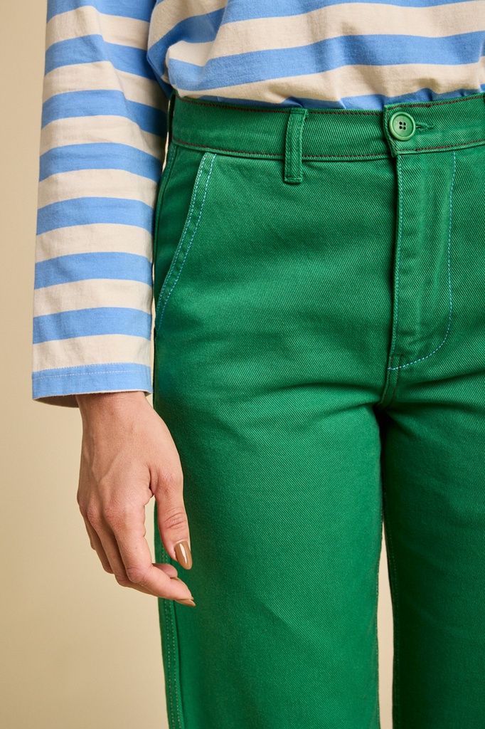 GRAINE | Pantalon en coton biologique Eclore - Vert gazon