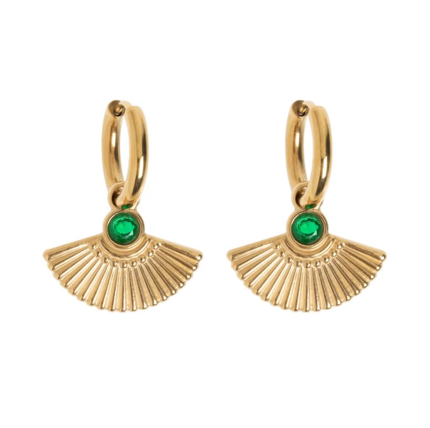 Timi | Boucles d'oreilles Adira - Eventails verts
