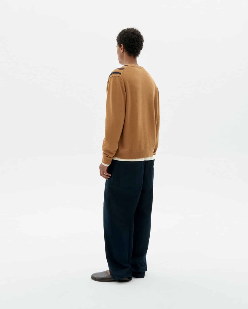 THINKING MU | Cardigan Brown Stripes - Brown