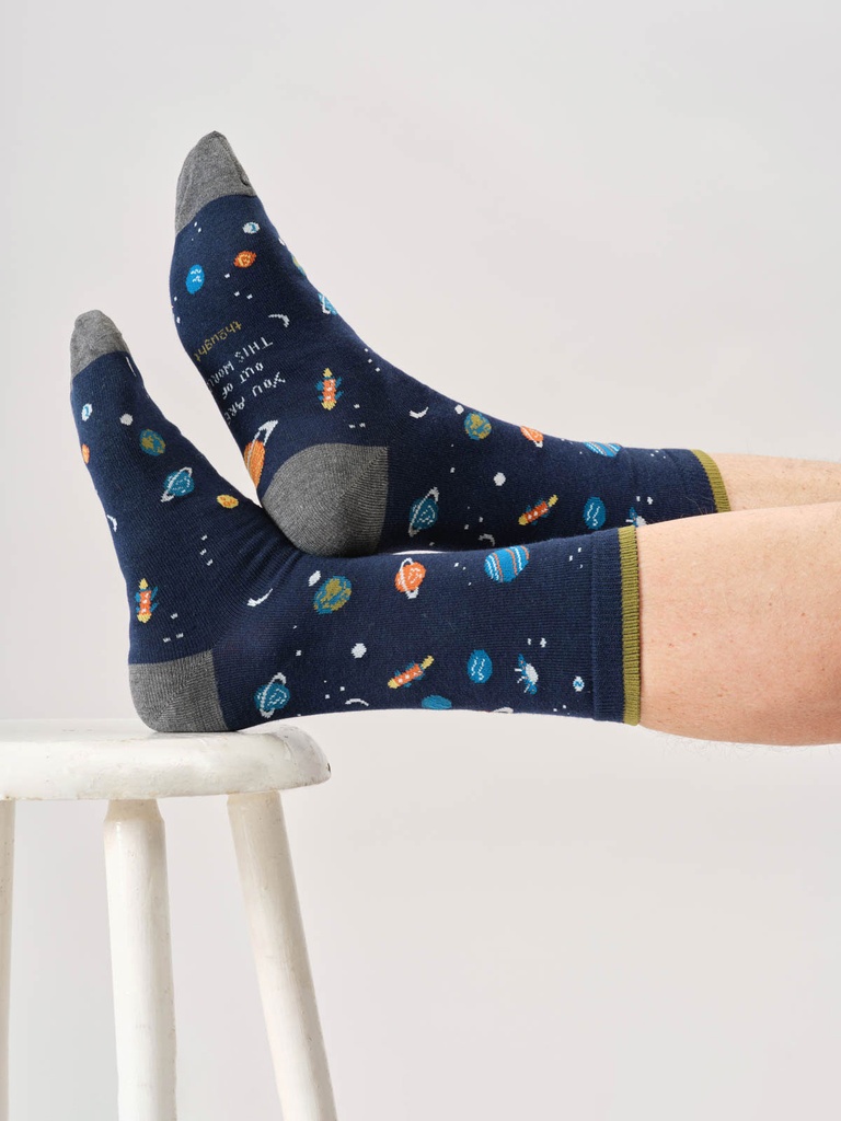 THOUGHT | Chaussettes - Youre Out Of This World Dad Bamboo Gift Box Of 3 - Navy Blue/Blue/Grey