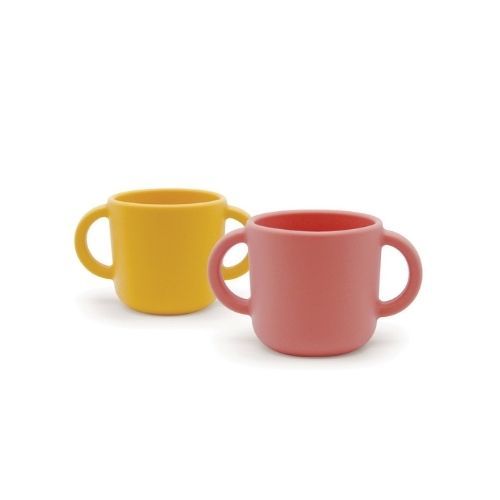 Ekobo | 2 Tasses d'apprentissage en silicone - Coral / Mimosa