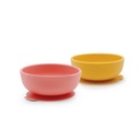 Ekobo | Set de 2 bols ventouse en silicone - Coral / Mimosa