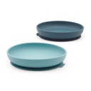 [EKO-90048] Ekobo | Set de 2 assiettes ventouse en silicone - Blue Abyss / Lagoon 