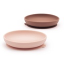 Ekobo | Set de 2 assiettes ventouse en silicone - Blush / Terracotta