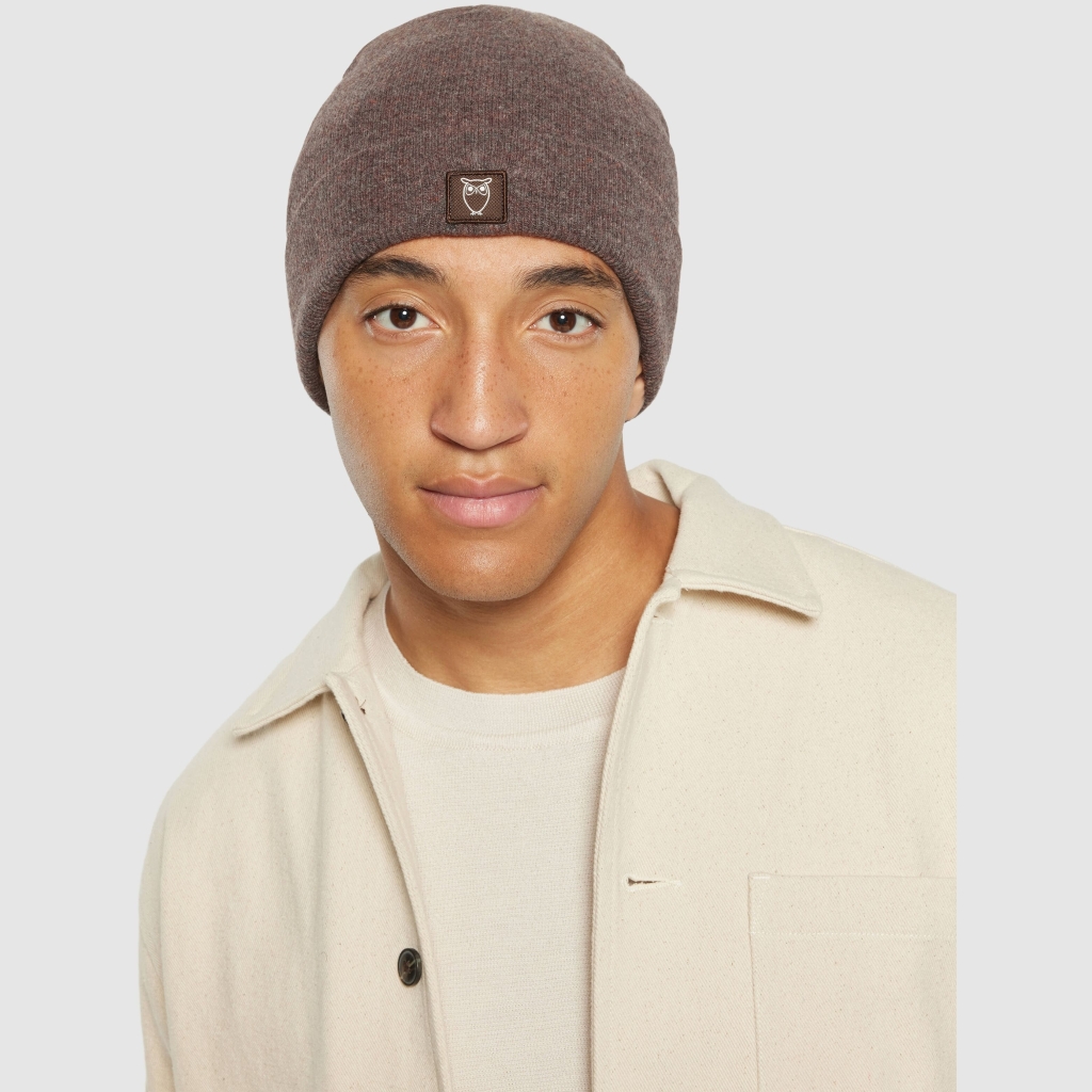 KNOWLEDGE COTTON APPAREL | Double layer wool beanie - RWS - Demitasse (brown) - HOMME