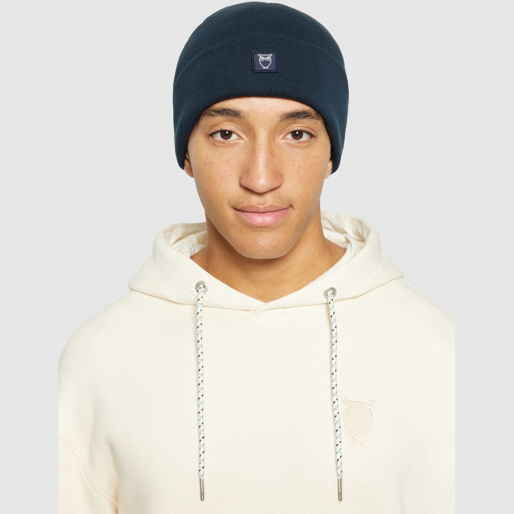 Knowledge Cotton Apparel | Bonnet Unisexe Rib Knitted - Night Sky