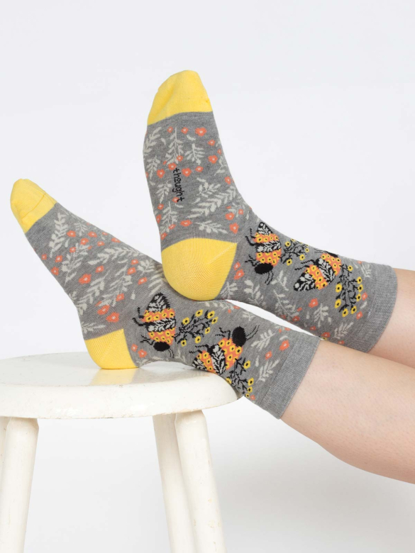 THOUGHT | chaussettes femme insect floral  - Grey Bee