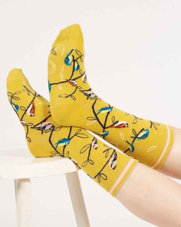 THOUGHT | chaussettes femme multi bird- yellow