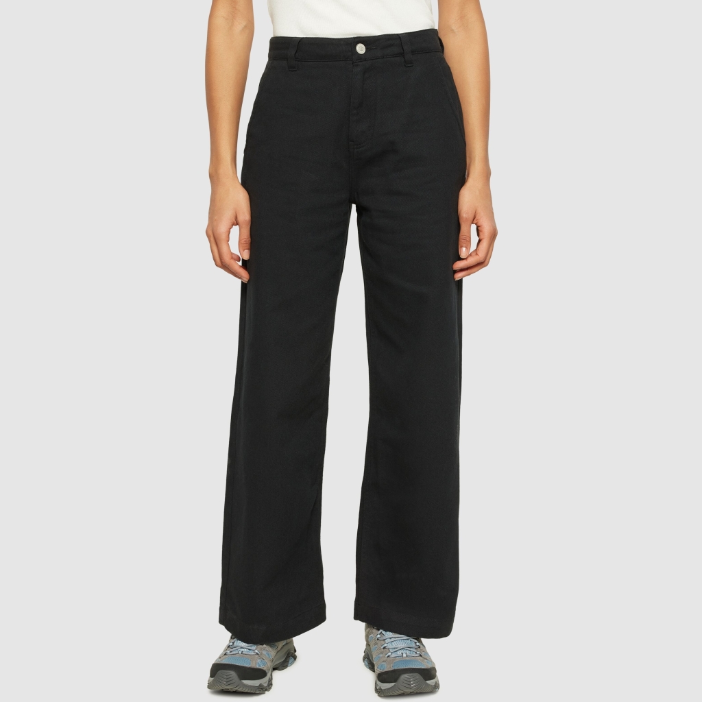 Knowledge Cotton Apparel | Pantalon Posey Wide Mid-Rise - Black Jet