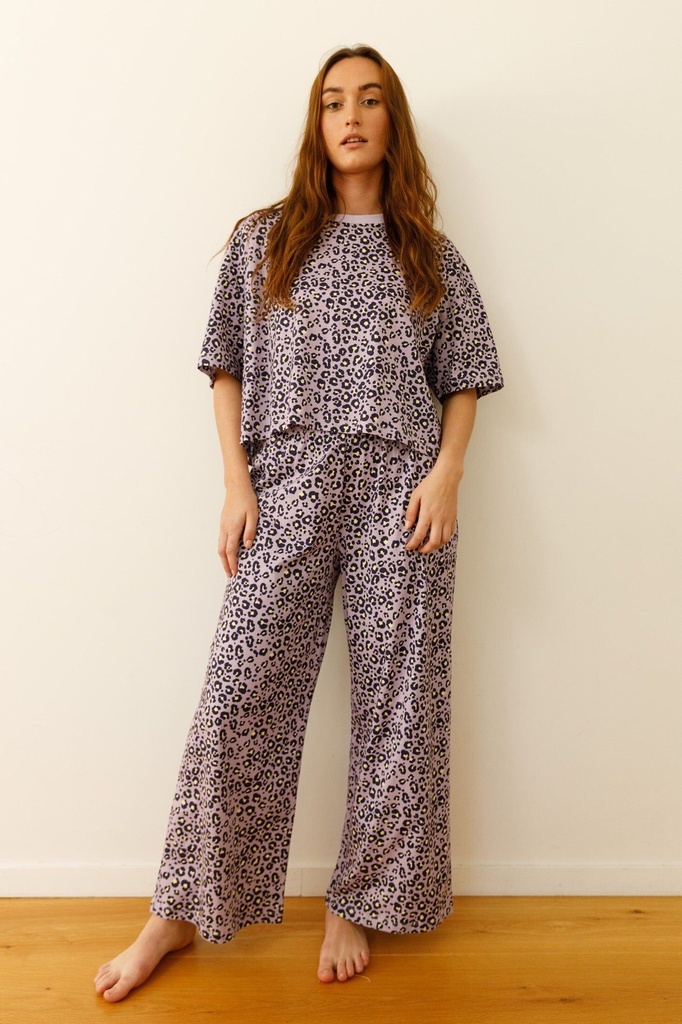 WE ARE JOLIES | Pyjama Long Coton Bio - Léopard Violet