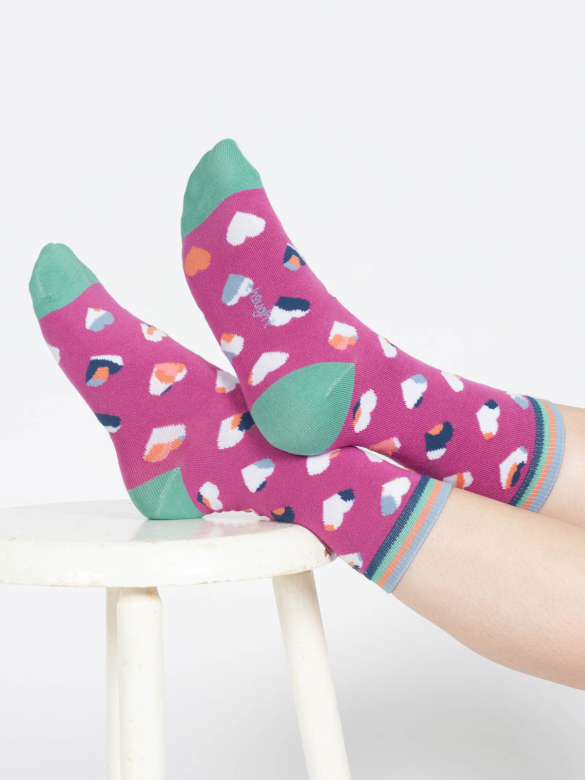 THOUGHT | chaussettes femme leopard heart - purple