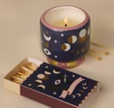 [DES-AD0808EU] DESIGNWORKS COLLECTIVE | Adopo 8oz./226g Moon Phases Ceramic Candle - Jasmine &amp; Rose Boxed