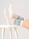 [BTR-W25W-TA654-Stone White-4-7] THOUGHT | Chaussettes Femme en laine - Floral Fairisle - Stone White