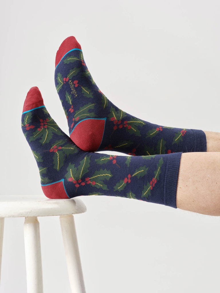 THOUGHT | Chaussettes - Mens Holly Organic Cotton Crew - Navy Blue
