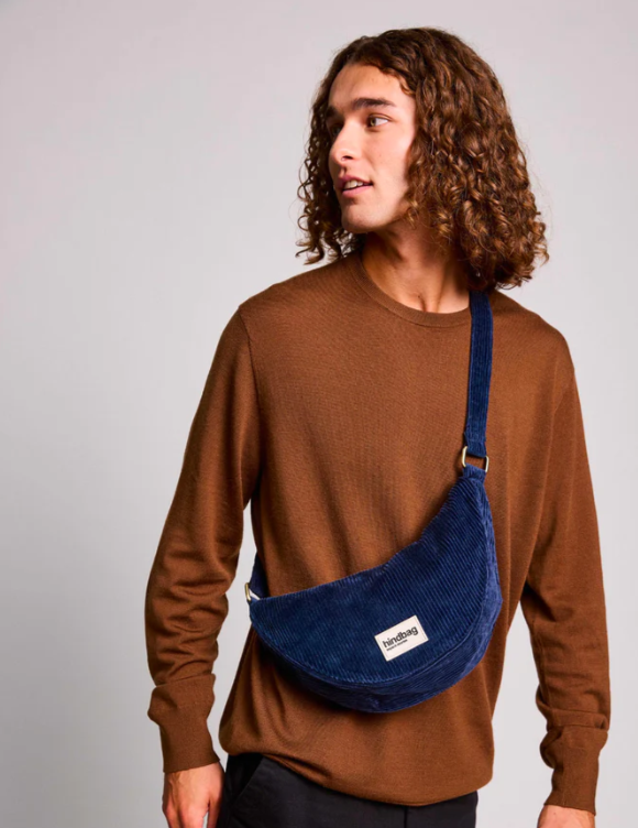 HindBag | Sac banane Demi Lune - Andrea Velours Marine 