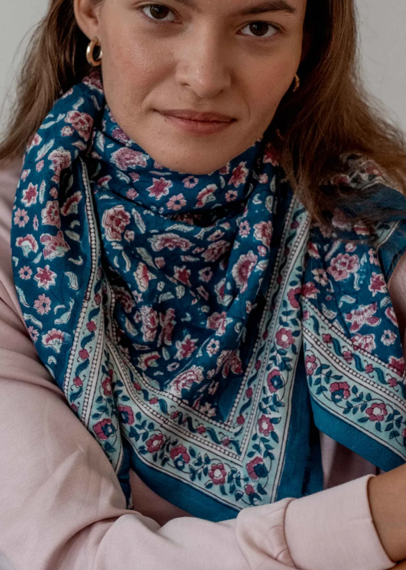 Bindi Atelier | Grand foulard indien - Edel Aqua