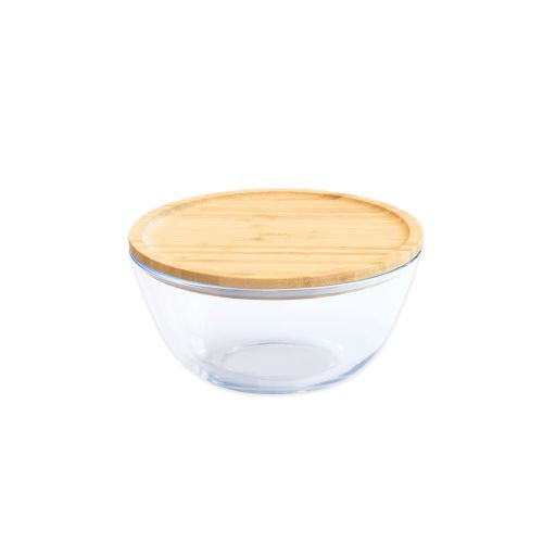 [PEB-PKV-012] Pebbly | Bol en verre avec couvercle en bambou -1600ml
