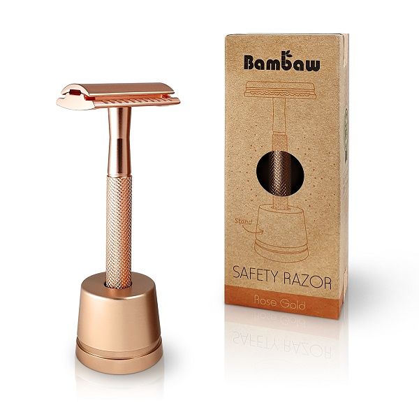 [BAM-N-BBxSRxMTxSxRG] Bambaw | Rasoir de sureté métal Rose Gold + socle