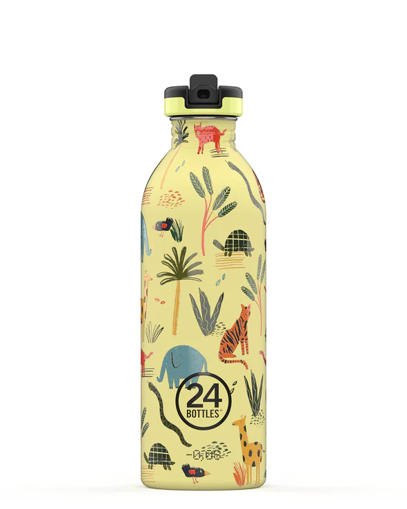 [24B-1679] 24 bottles | Bouteille en Inox Urban 500ml - Jungle Friends colored sport Lid