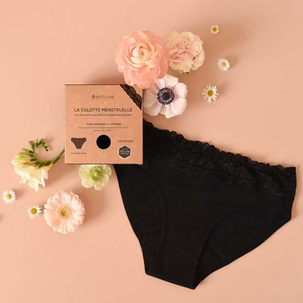 Bertyne | Culotte Menstruelle en coton bio - Dentelle