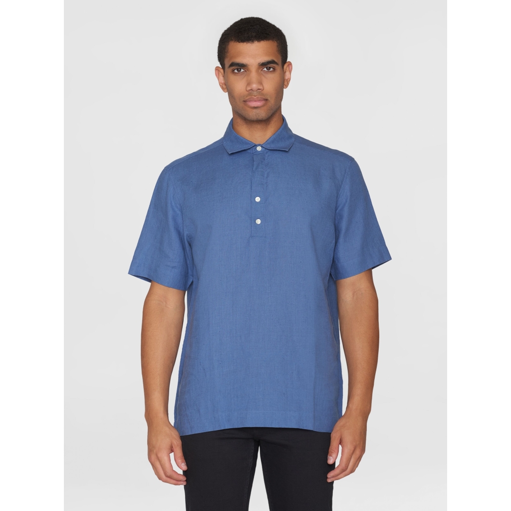 Knowledge Cotton Apparel | Chemise polo Loose - Moonlight Blue