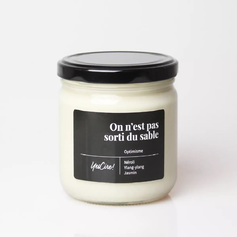 [YES-REF_005] YESCIRE | Bougie &quot;Optimisme&quot; On n'est pas sorti du sable