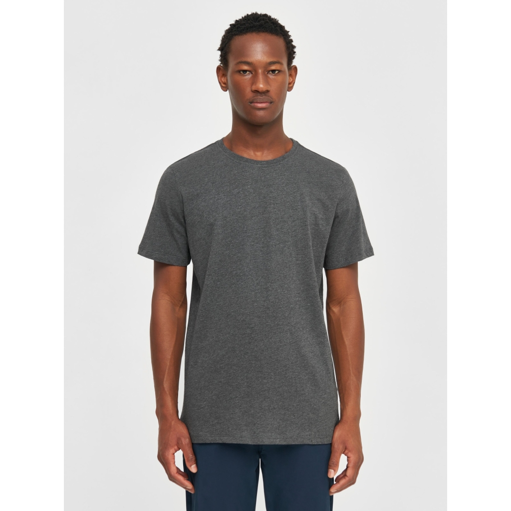 Knowledge Cotton Apparel | T-shirts Loke - Dark Grey Melange