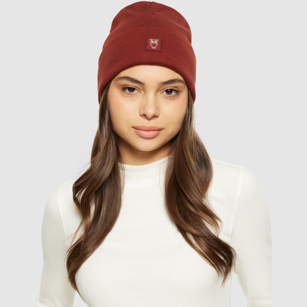 [KCA-W24M-4210012-1478] Knowledge Cotton Apparel | Bonnet Unisexe Rib Knitted - Fired Brick