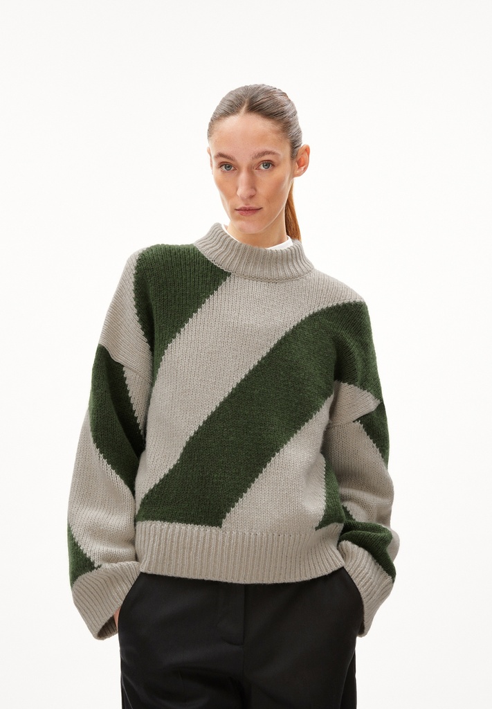 Armedangles | Pull Sadnaa à rayures - gravel-ivy green