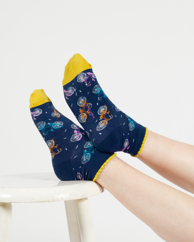 [BTR-W24W-TA339-Blue/Yellow] THOUGHT | chaussettes femme Bicycle Confetti - Blue/Yellow