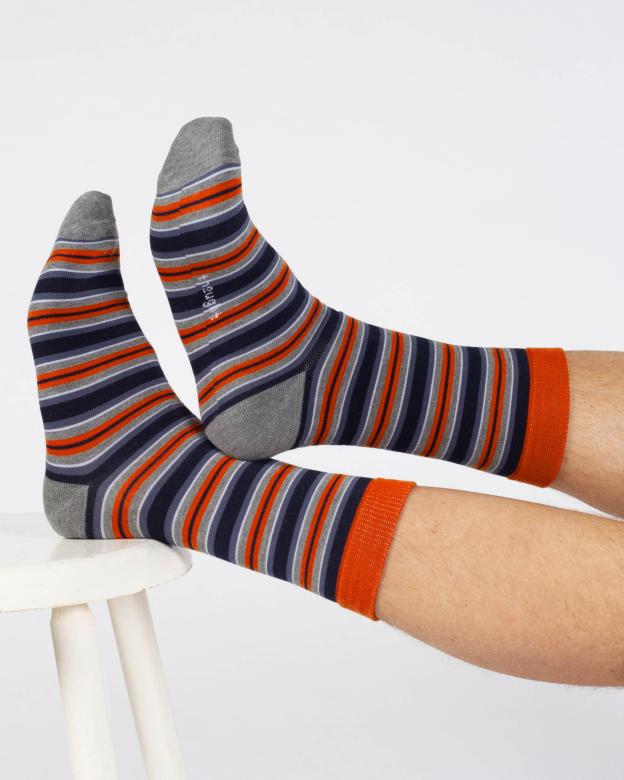 [BTR-W24W-TA364-Blue Orange] THOUGHT | chaussettes pour homme Variegated bamboo - blue orange 