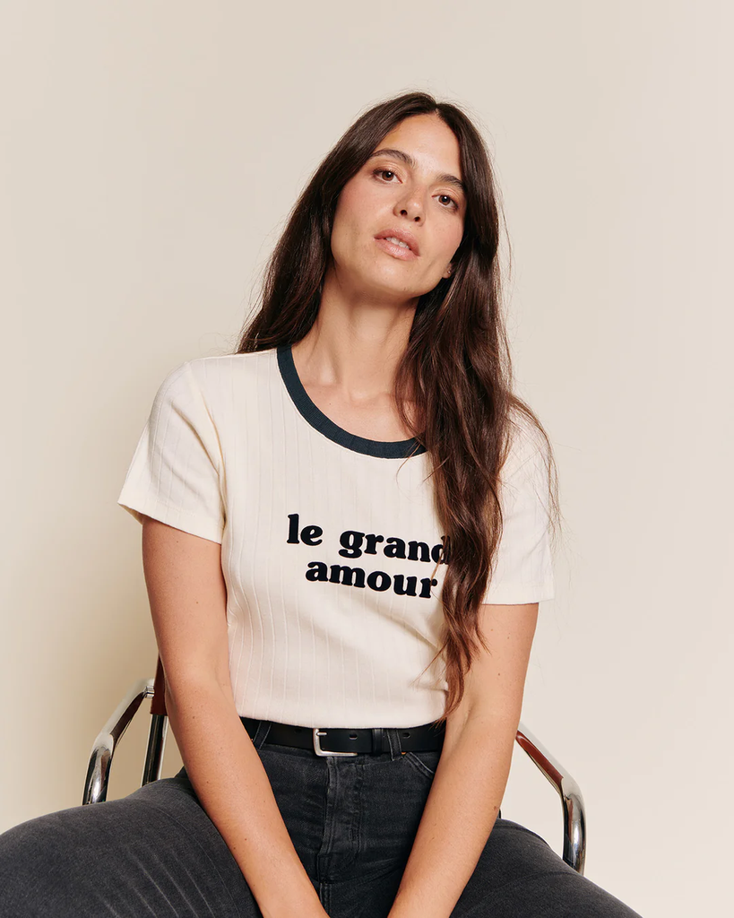 EMOI-EMOI | Le t-shirt Le grand amour femme en coton bio - crème