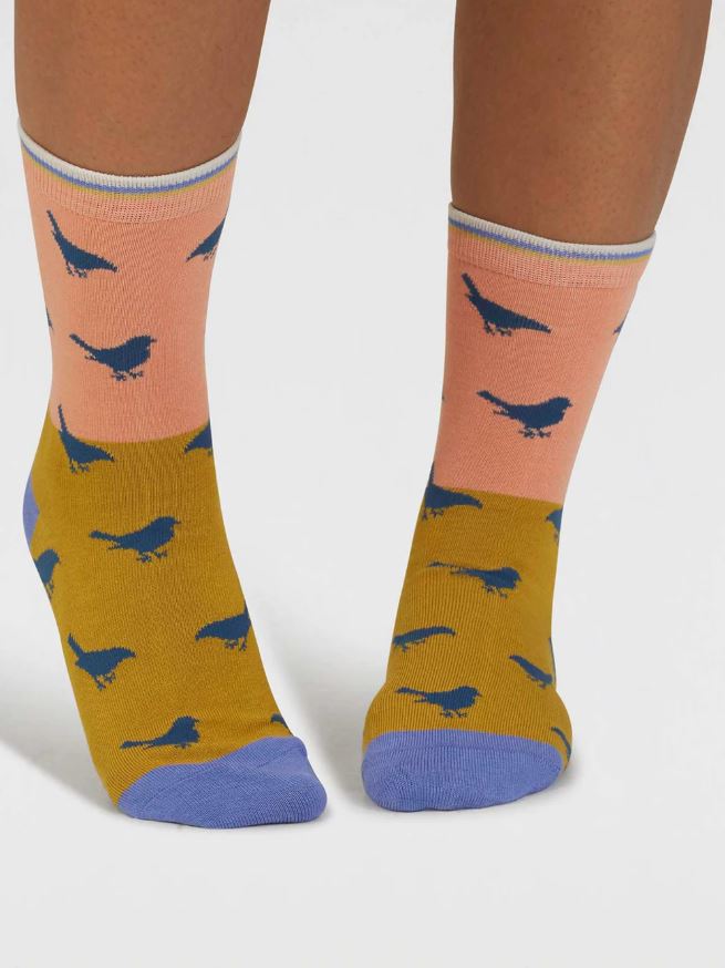 [BTR-TA168-CORAL-ORANGE- 4-7] THOUGHT | Chaussettes femme Birdie - Coral orange