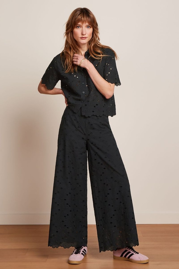 KING LOUIE | Pantalon Ethel en broderie en anglaise - noir