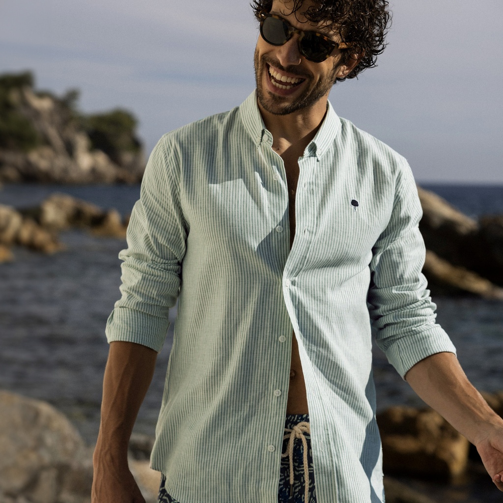 FAGUO | Chemise Ivoy en coton et lin - Green