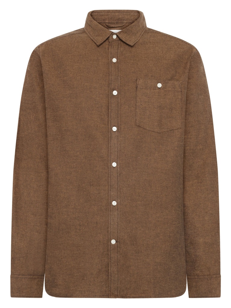KNOWLEDGE COTTON APPAREL | Chemise Fishbone Flannel- Chocolate Torte