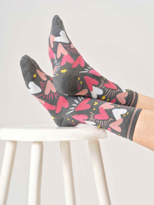 [BTR-W25W-TA649B-Lavender Purple-4-7] THOUGHT | Chaussettes femme - Hearts And Stars - Lavender Purple