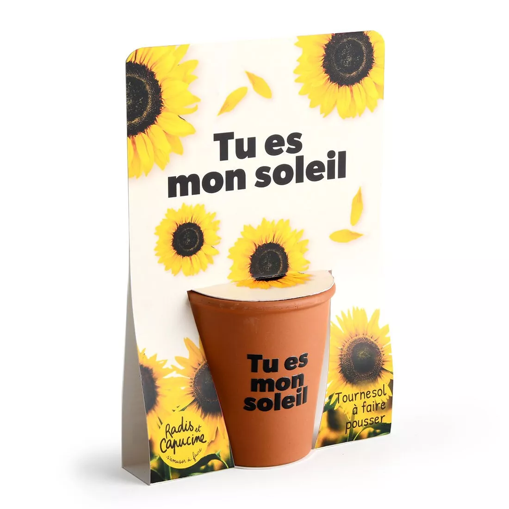 [RDC-PF143180] Radis et capucine | Kit jardinage message drôle "Tu es mon soleil" - tournesol"